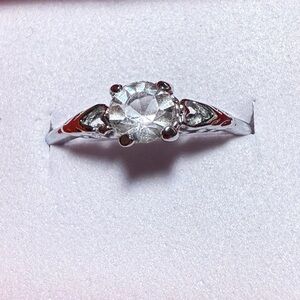 Rhinestone silver plated ring